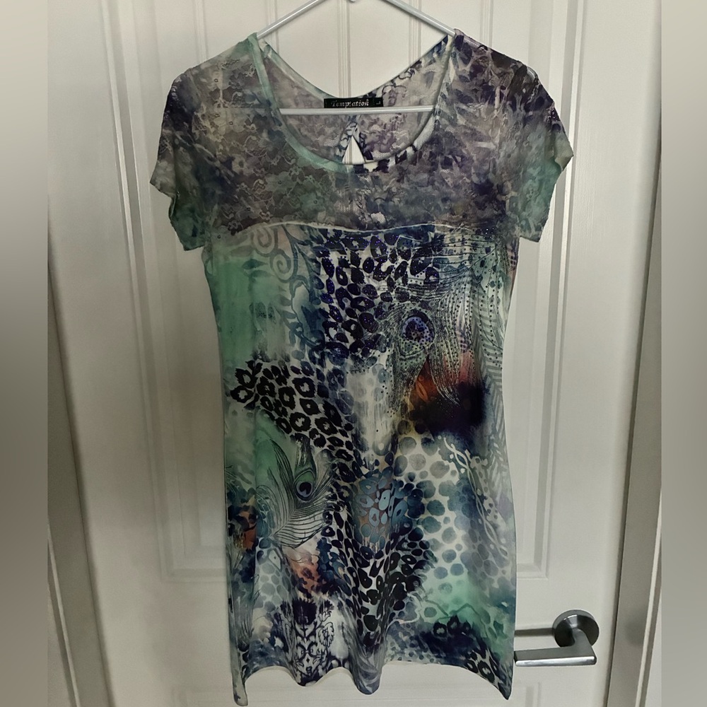 Temptation Vibrant Blue and Purple Mini Dress